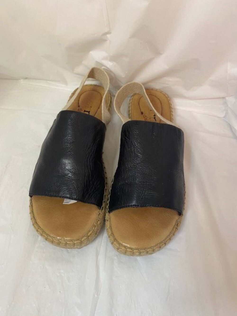 Born San Isabel Slingback Espadrille Sandal In Black Leather, Women's size 10M